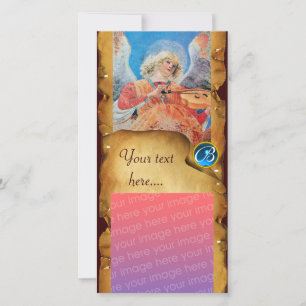 CHRISTMAS ANGEL PARCHMENT Sapphire Monogram Feestdagenkaart