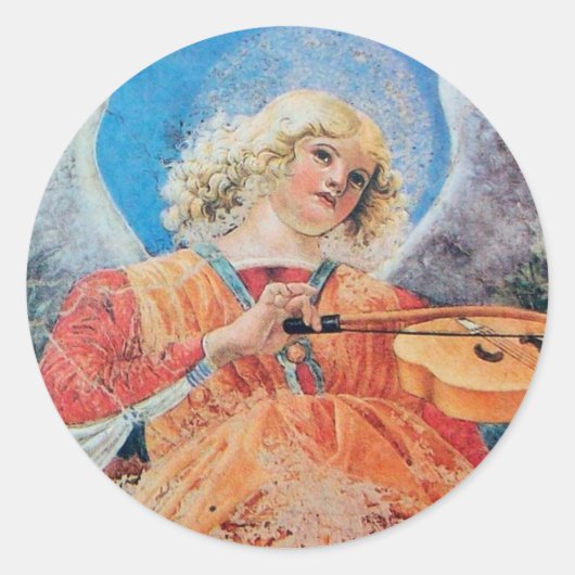 CHRISTMAS ANGEL RONDE STICKER (Voorkant)