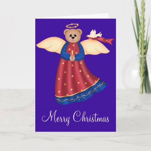 Christmas Angel Teddy Bear d1 Carte de voeux (Devant)