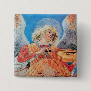 CHRISTMAS ANGEL VIERKANTE BUTTON 5,1 CM
