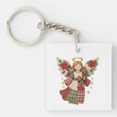 Christmas Angel with Golden Stars Sleutelhanger (voorkant)