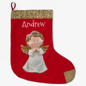 Christmas Angel With Name  Grote Kerstsok (Voorkant)