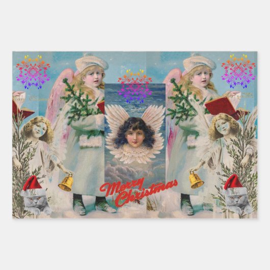 CHRISTMAS ANGELS Envelopper le papier ensemble de (Devant)