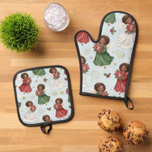 Christmas Angels Ovenwant & Pannenlap Set (Top down)