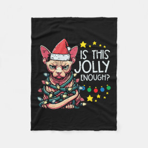 Christmas Angry Cat is een vrolijk genoeg kerstfee Fleece Deken