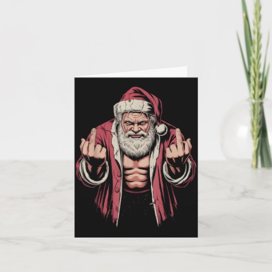 Christmas Angry Santa Middle Finger Sarcastic Xmas Kaart (Voorkant)