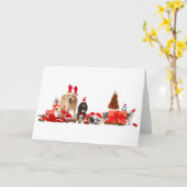 CHRISTMAS ANIMAUX À Santa Chapeaux Carte de voeux (Fleur jaune)