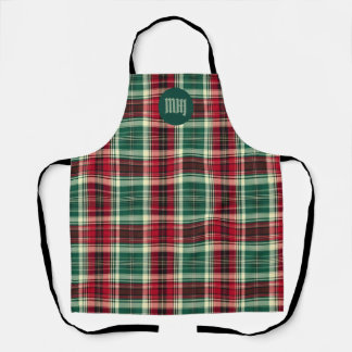 Christmas Apron - Custom Monogram– Tartan Plaid Schort