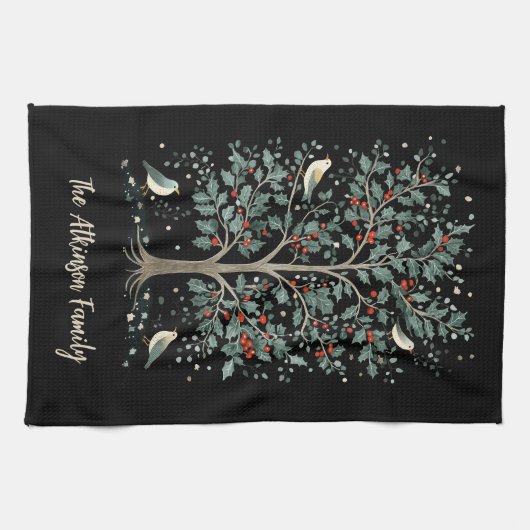 Christmas Arts and Crafts Bird Tree Theedoek (Horizontaal)