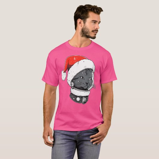 Christmas Astronaut Cat Trippy Edm Winter Rave T-shirt (Voorkant volledig)