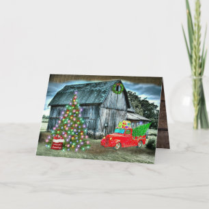 Christmas At The Farm Rustic Barn Feestdagen Kaart