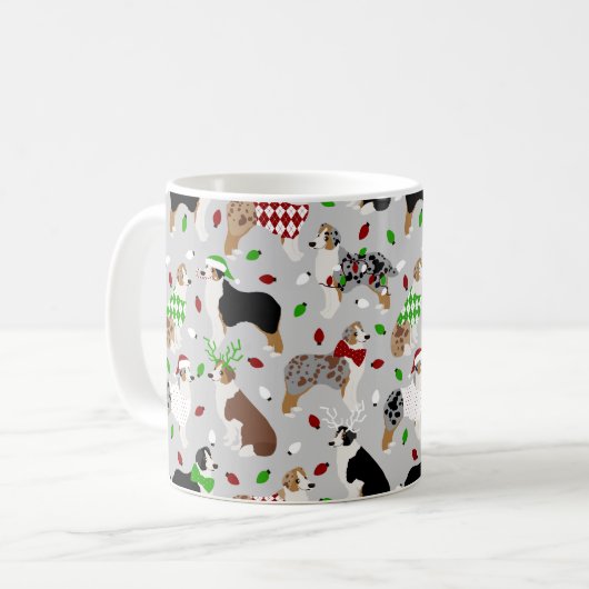 Christmas Australian Shepherd Coffee Mug (Devant gauche)