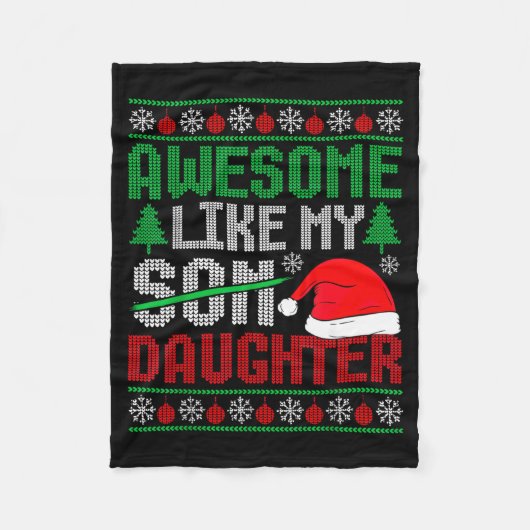 Christmas Awesome Like My Daughter Santa Hat Ugly Fleece Deken (Voorkant)