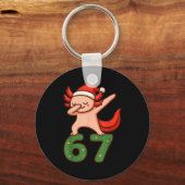 Christmas Axolotl Dabbing 67 Meme Six Seven Funny Sleutelhanger (Voorkant)