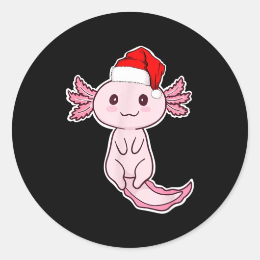 Christmas Axolotl Ronde Sticker (Voorkant)