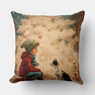 Christmas Baby & Cat Pillow – Soft, Snuggly & Full Kussen