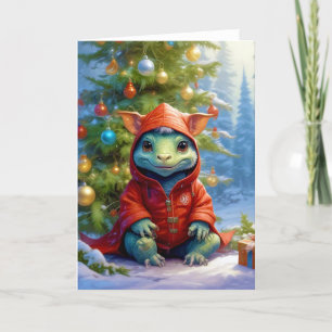 Christmas Baby Dragon Feestdagen Kaart