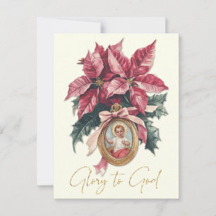 Christmas Baby Jesus Red Poinsettias Briefkaart