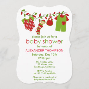 Christmas Baby Laundry Boy Baby shower Uitnodiging