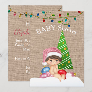 Christmas Baby shower Invitation Girl Kaart