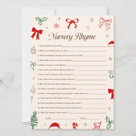 Christmas Baby Shower Nursery Rhyme Game Printable Kaart