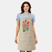 Christmas Baking Memories beige jute Schort (Gedragen)