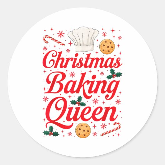 Christmas Baking Queen Funny Xmas Cookie Lover Wom Ronde Sticker (Voorkant)