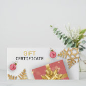 Christmas Ball Red Cadeau Gold Snowflakes Carte ca (Debout devant)