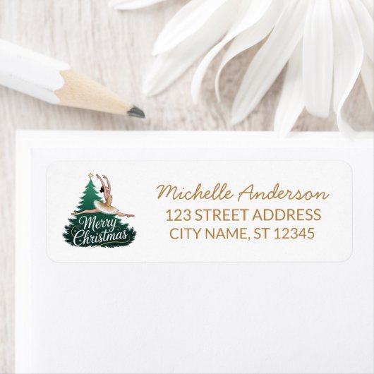Christmas ballet Ballerina dancer Return Address Etiket (Insitu)