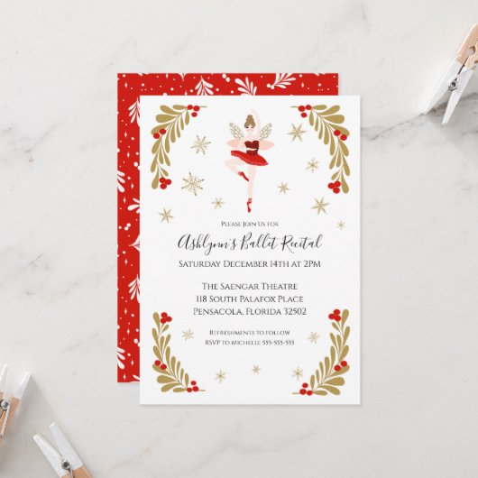 Christmas Ballet Considérant Invitation (Devant/Arrière en situation)