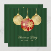 Christmas Balls Red Gold invitation (Devant / Derrière)
