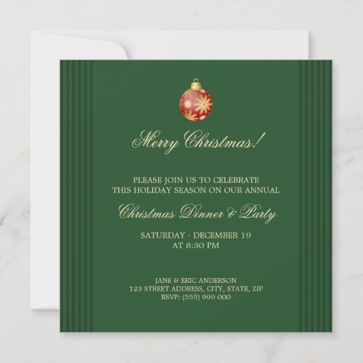 Christmas Balls Red Gold invitation (Dos)
