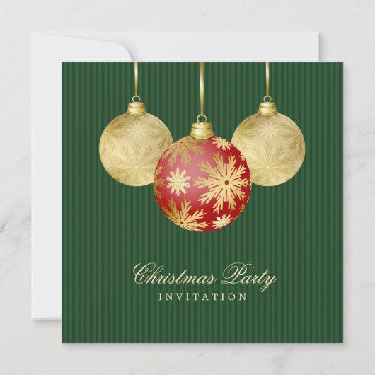 Christmas Balls Red Gold invitation (Devant)