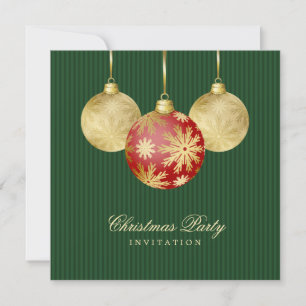 Christmas Balls Red Gold invitation