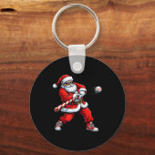 Christmas Baseball Player Santa Funny Xmas Boys Me Sleutelhanger (Voorkant)