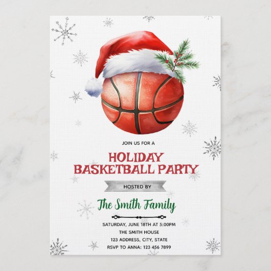 Christmas basketball party invitation (Devant)