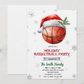 Christmas basketball party invitation kaart (Voorkant / Achterkant)