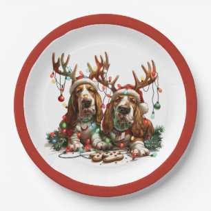 Christmas Basset Hound Dogs Papieren Bordje