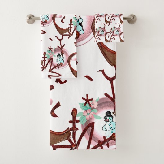 Christmas Bath Towel Sets, Snowman (En situation)