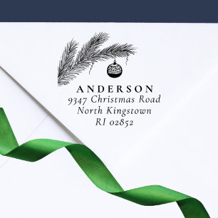 Christmas Bauble Elegant Script Retouradres Rubberstempel
