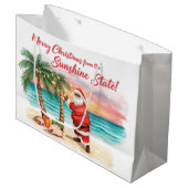 Christmas BBQ Santa at the Beach Florida  Groot Cadeauzakje (Voorkant Gekanteld)