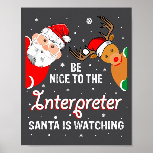Christmas Be Nice To The Interpreter Santa Long Sl Poster (Voorkant)