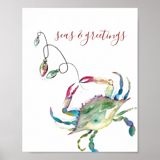 Christmas Beach House Waterverf Print (Voorkant)