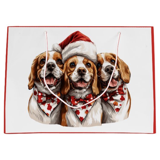 Christmas Beagle Dogs Groot Cadeauzakje (Voorkant)