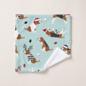 Christmas Beagles Blue Bath Towel Set (Gant de toilette)