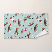 Christmas Beagles Blue Bath Towel Set (Serviette à main)