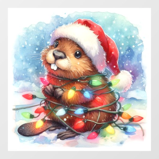 Christmas Beaver Venster Cling Raamsticker (Vel)