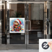 Christmas Beaver Venster Cling Raamsticker (Kantoordeur)