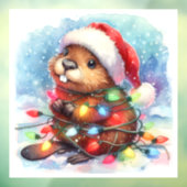Christmas Beaver Venster Cling Raamsticker (Vel 3)
