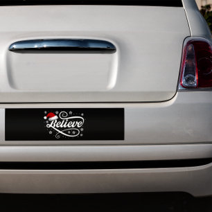 Christmas Believe Santa Claus - Santa Hat Zwart Bumpersticker